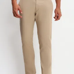 Men Regular Fit Grey Cotton Blend Trousers-image-2