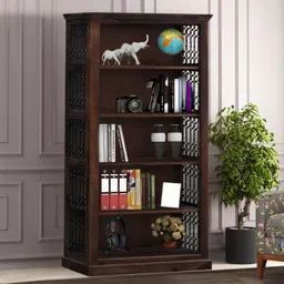 lifewood Life Wood Contemporary Solid Sheesham Wooden Bookshelf for Home Walnut 905 Solid Wood Open Book Shelf-picture-17