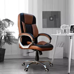 High-Back Ergonomic Office Chair with Dual-Tone, Lumbar Support Leatherette Office Executive Chair-image-37