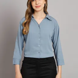 Women Regular Fit Solid Spread Collar Casual Shirt-image-11