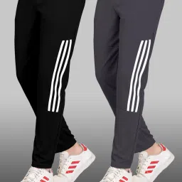 Pack of 2 Men Striped Black, Grey Track Pants-picture-17