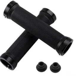 cyclown ALL BLACK COOL HANDLE GRIP SET WITH 2 PCS AXLE FOOT REST. Bicycle Handle Grip image 2