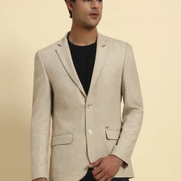 Men Self Design Single Breasted Casual Blazer-image-45