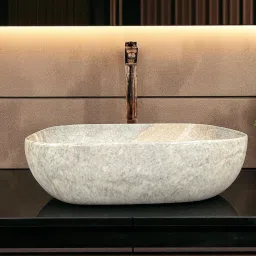 Premium Ceramic Washbasin (M13) With Waste Coupling & Pipe Set ) 18x13x5(M-15) Table Top Basin-image-20