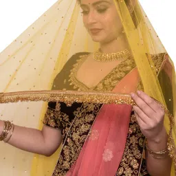 Net Solid Yellow Women Dupatta-image-8
