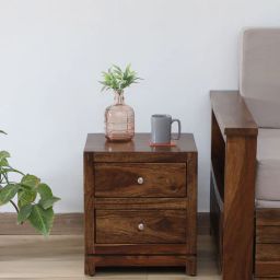woodsworth from pepperfry Malmo Sheesham Wood Bedside Table In Scratch Resistant Provincial Teak Finish With Drawers-picture-11
