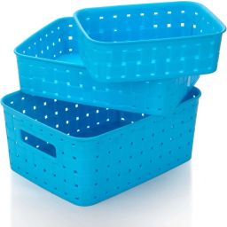Storage Basket for Fruits, Vegetables, Magazines, Cosmetics etc. (Basket Set Of 3 Pcs.) (Color - New Blue) The Baskets are Made from Premium Quality Virgin Plastic - Made in India. Plastic Fruit & Vegetable Basket-19