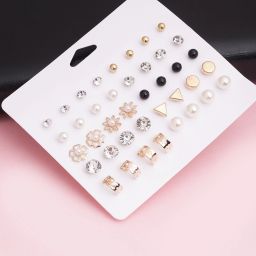 Combo of 20 Earring pairs earrings for women earrings for girls Metal Stud Earring-27