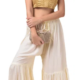 Women Regular Fit Cream Viscose Rayon Trousers-image-18