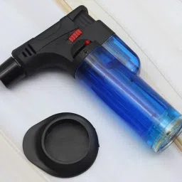 trustship Windproof Turbo Jet Flame Cigarette Cigar Lighter with Stand, Flame Lock and Flame Adjustable Button | Blue, Refillable Pocket Lighter image 3