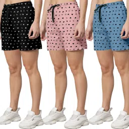 Pack of 3 Printed Women Multicolor Regular Shorts-image-97