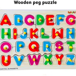 High Quality Wooden Alphabet Upper Case Puzzles with Knobs for Kids | Multi Educational 26 Letter English Alphabet Learning | Kindergarten Language Development Puzzles ABCD Puzzle Board Educational Board ABCD Alphabet matching toy Early Learning & Educational Toys Play, Read & Learn for Kids Jigsaw Puzzle-20