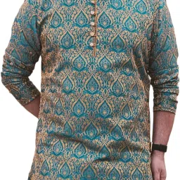 Men Self Design Jacquard Straight Kurta-image-42