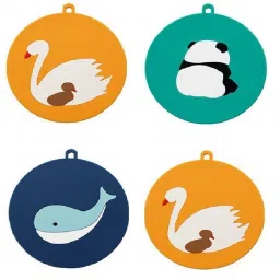 Cartoon Silicone Non-Slip Insulation Cute Animal Pattern Trivet Pan for kitchen (Random Color , Round) Polyvinyl Chloride Trivet-26