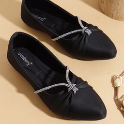 dressberry Elegant Flats Bellies with Rhinestone Strap Detailing for Women Bellies For Women-picture-38