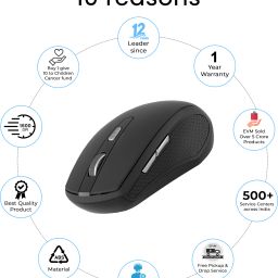 EVM EnOrb Wireless 1600 DPI Mouse Wireless Ambidextrous Touch Gaming Mouse 6D Buttons, 10 Meter Range, 2.4 GHz Connectivity, Comfort Hand Grip with Bluetooth image 3