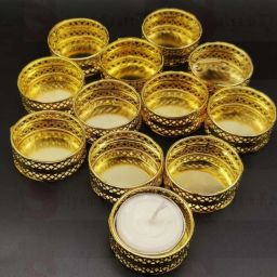 SET OF 24 Golden Small Tea Light Holder For Diwali Decoration Gold Plated Tealight Holder Set-image-22