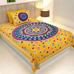 140 TC Cotton Single Jaipuri Prints Flat Bedsheet-image-32