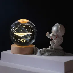 3D Space Whale Planet Crystal Ball Night Light Ball with Wooden Base -L189 Study Lamp-25