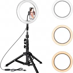 shipsify New 12 Inch Ring Light 3 Lights Modes, LED Light with 7ft tripod &Mobile Holder Ring Flash-image-98