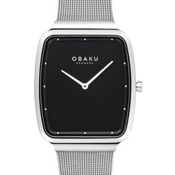 Obaku Tern Onyx Men Brass Square Dial & Stainless Steel Straps Analogue Watch V267GXCBMC-image-7