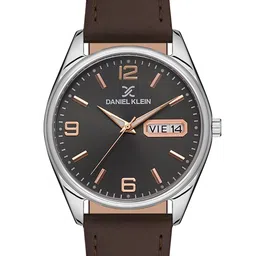 Daniel Klein Men Silver-Toned Dial & Brown Leather Straps Analogue Watch DK.1.13129-6-Silver-image-63