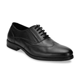 San Frissco Men Black Solid Genuine Leather Formal Brogues-image-57