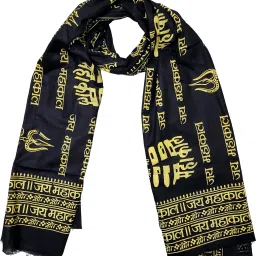 Printed Pure Cotton Men Black Scarf-40