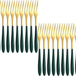 Stainless Steel Forks Set for Home, Kitchen and Restaurant (Green, 20 Pcs) Stainless Steel Dessert Fork Set-31