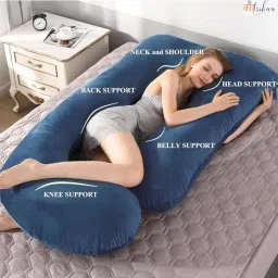 Ultra soft j shaped pillow Polyester Fibre Solid Pregnancy Pillow Pack of 1-image-89