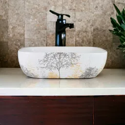 Premium Quality Attractive Ceramic Glossy Art Basin For Bathrooms & Living Room AR-019 [18 x 13 x 5]INCH Table Top Basin-23