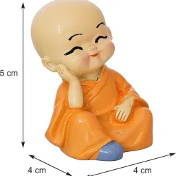 hi plast Miniature Buddha Monk Figurines for Car Dashboard, Office Tables, Home-Set of 4 Decorative Showpiece - 12 cm image 5