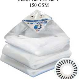 12FT X 12FT 120 GSM White Tarpaulin Tent - For Truck body, Car, Bike, Grain Covers, Pond Liners-image-93