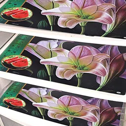Kuber Industries Pink & Black 6 Pieces Floral-Print Reversible Rectangular Table Placemats image 1