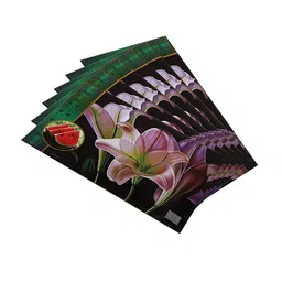 Kuber Industries Pink & Black 6 Pieces Floral-Print Reversible Rectangular Table Placemats image 2