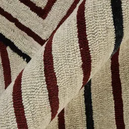 saraswatii global Cream-Colored & Brown Striped Hand Tufted Rectangular Carpet image 5