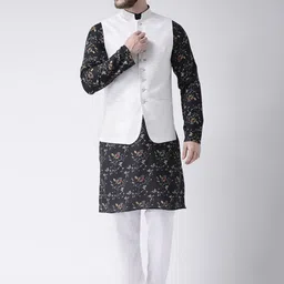 Hangup Men Floral Printed Pure Cotton Kurta with Pyjamas-picture-53
