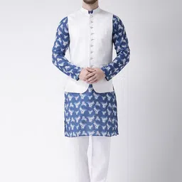 Hangup Men Floral Printed Pure Cotton Kurta with Pyjamas-53