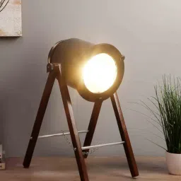 pristine interiors Black Metal Shade Table Lamp with Brown Base-picture-42