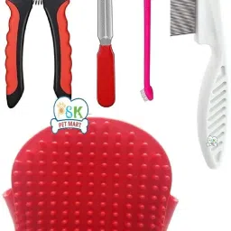 Flea Combo, Nail Cutter, Tooth Brush for Dog, Bathing Gloves for Puppy Grooming Gloves for Dog, Cat-image-30