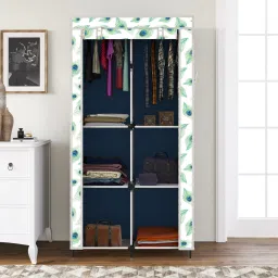 P 2003-3 Cloth Rack Storage Organizer Shelves Printed Almirah PP Collapsible Wardrobe-image-47