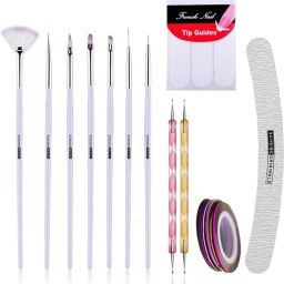7 Nail Brush, 2 Dotting Pen, 3 Nail Tape,1 tip and 1 Nail Buffer-2