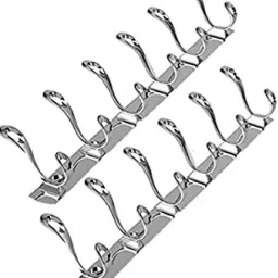 Pack Of 2-Classic silver Stainless Steel 6 Pin Cloth Hanger Bathroom Kitchen Wall Wardrobe Door Hooks For Hanging keys,Clothes Holder Hook Rail 6-6