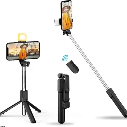 Growtechnohub R1S 3-in-1 Bluetooth Selfie Sticks with Flash, Detachable Wireless Remote G13 Monopod, Tripod, Tripod Kit-28