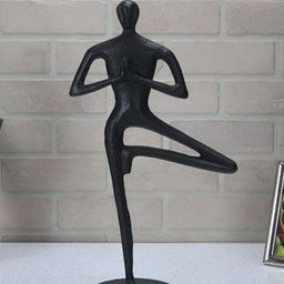 Maison Modern Black Large Antique Yoga Man Metal Figurine Showpiece-image-85