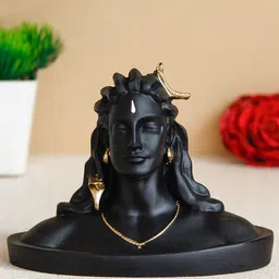 eCraftIndia Black & Gold-Toned Adiyogi Lord Shiva Polyresin Figurine Showpiece-49