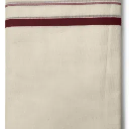 Vairavaa Tex 100% Cotton Kerala Mundu With Attractive ½'Inch Maroon Border 4.00'Meter Solid Men Dhoti-image-7