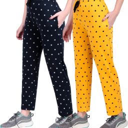 Pack of 2 Women Polka Print Multicolor Track Pants-image-56