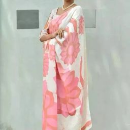 Printed, Blocked Printed, Floral Print Ikkat Pure Cotton Saree-image-3