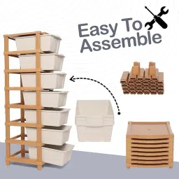 ashlas 7 Plastic Modular Drawer System for Home, Office Free Standing Chest of Drawers PP Collapsible Wardrobe image 5
